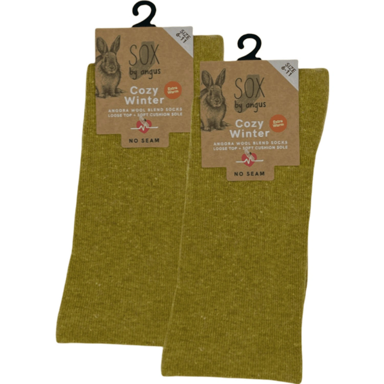 Cozy Mustard Angora Blend Socks - Seamless Comfort for Your Feet.