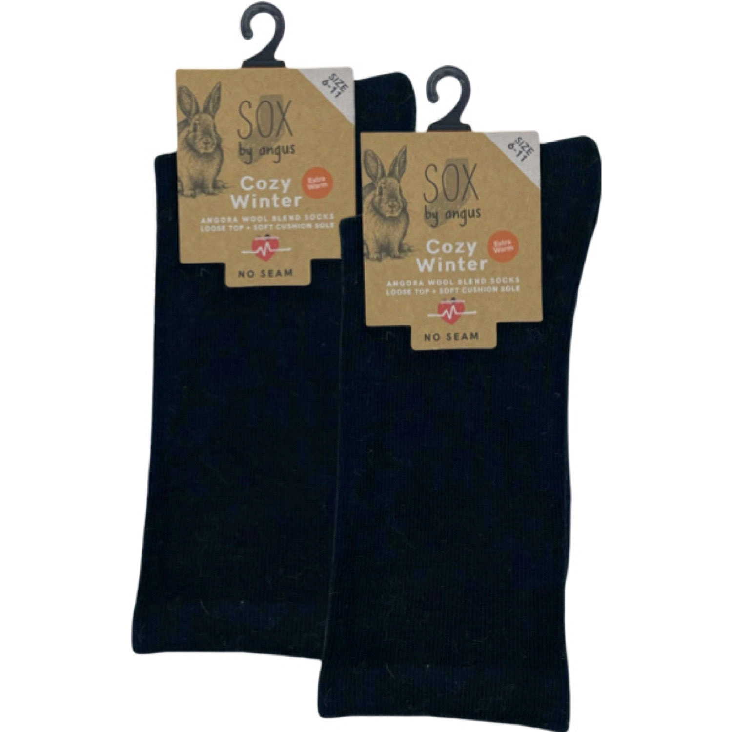 Cozy Angora Bliss Socks: Seamless Black Comfort for Your Feet. Feel the Luxury.