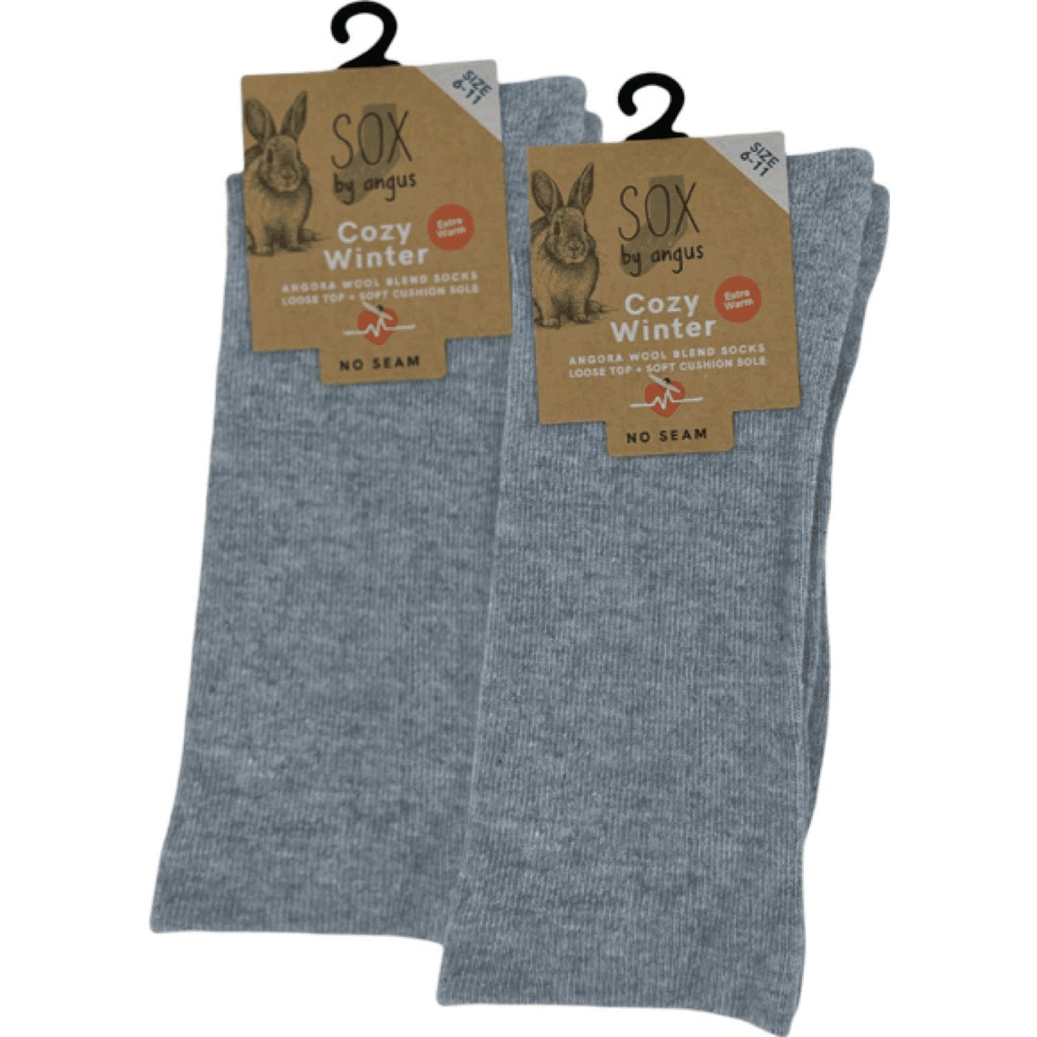 Cozy Comfort: Angora Blend Socks, Seamless & Loose Top, Light Grey - Pure Bliss for Your Feet!