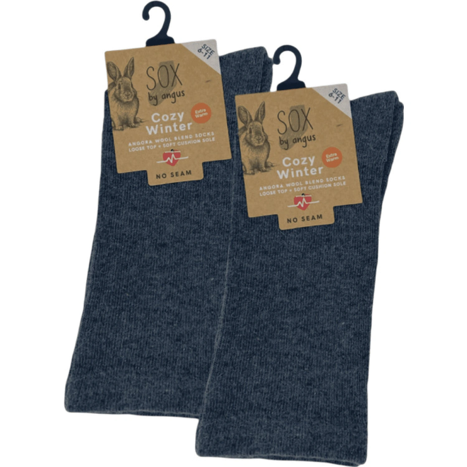 Cozy Feet Alert Angora Blend Loose Top Socks Charcoal No Seams Bliss